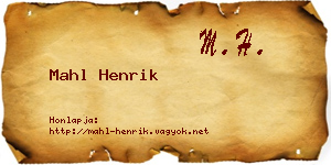 Mahl Henrik névjegykártya